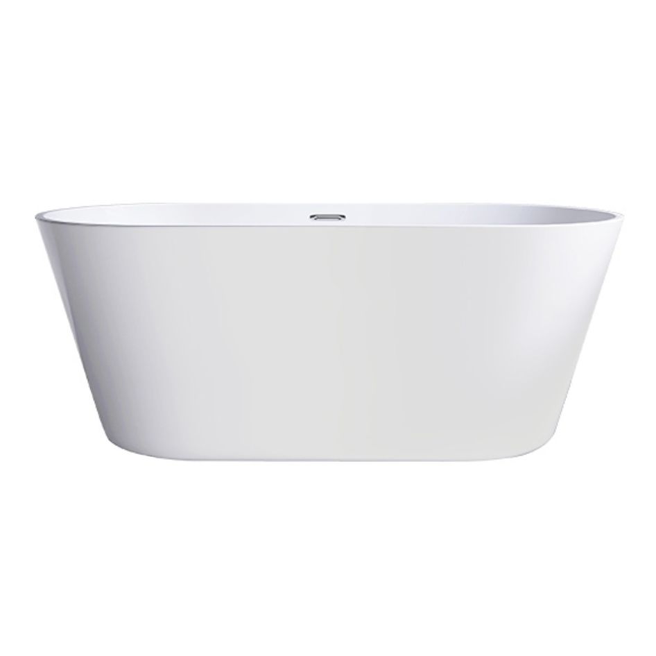 Modern White Stand Alone Bathtub Oval Acrylic Soaking Bathtub without Holes