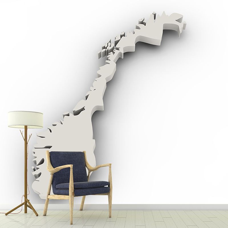 Mildew Resistant Map Wall Mural Horizontal Illustration for Wall Decor