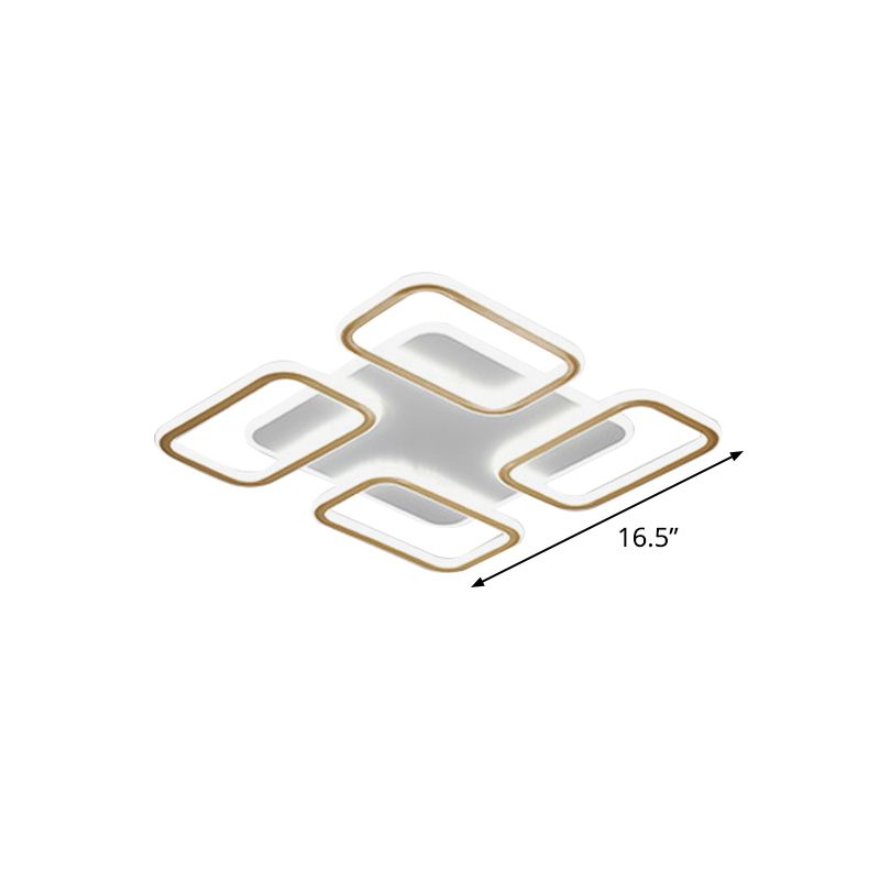 Squared Acrylic Ceiling Flush Light Simplicity Gold 16.5"/20.5" Wide LED Flush Mount Lighting in Warm/White Light