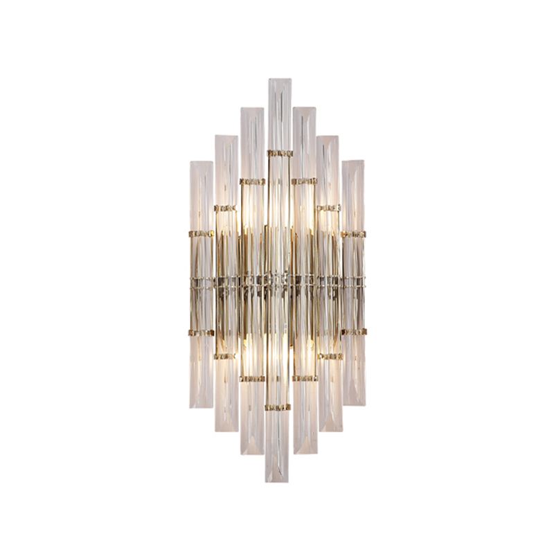 Unique Shade Crystal Wall Sconce Modern Style 2 Lights Wall Mount Lighting in Gold