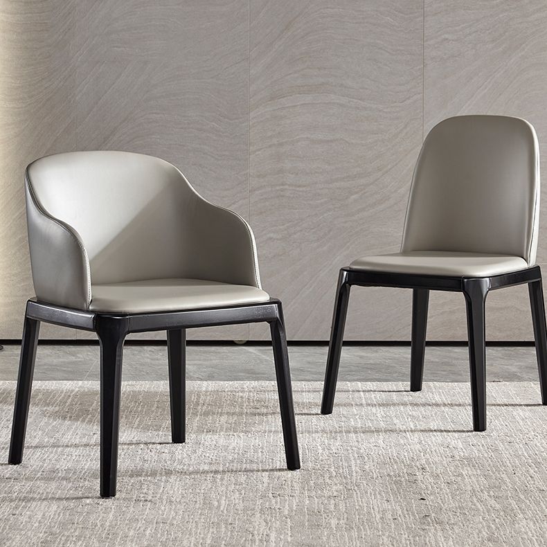 Fauteuil de maison en cuir scandinave, finition mate, chaise de salle à manger à dossier solide (Ensemble de 2)