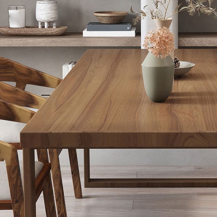 Mid-Century Modern Dining Table Pine Wood Table with Sled Base