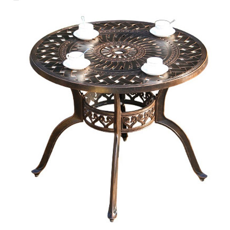 Dark Brown Boho Dining Table Set 1/5 Pcs Metal Outdoor Dining Set