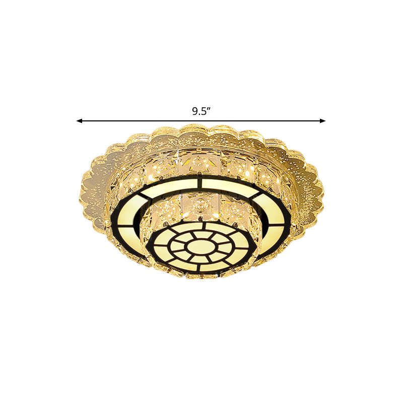 Round/Square Flush Light Fixture Modern Hand-Cut Crystal LED Chrome Ceiling Flush Mount for Balcony