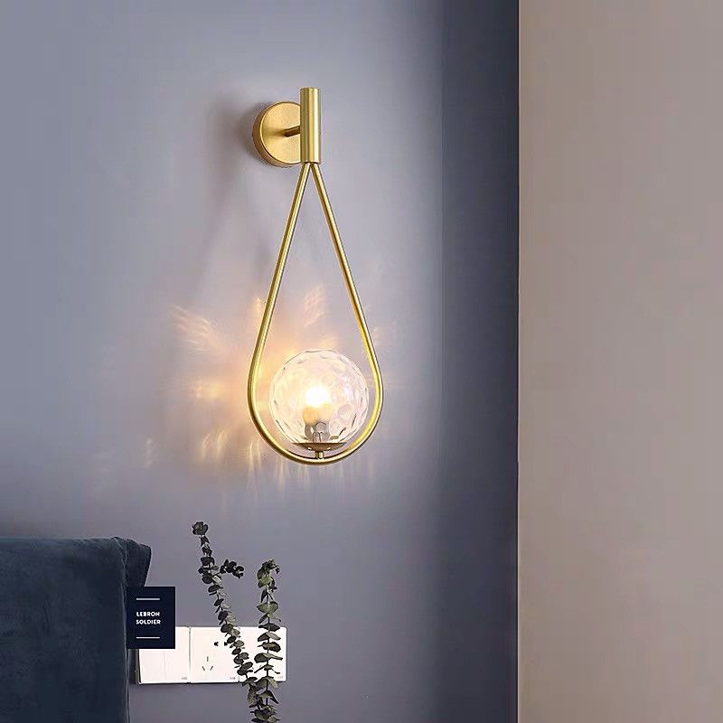 Modern Creative Globe Wall Lamp Wrought Iron Indoor Wall Light with Glass Shade