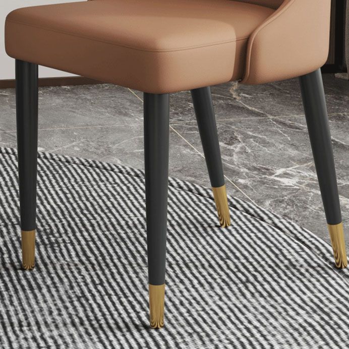 Glam Faux Leather Dining Chair Parsons Chair in Matte Finish for Kitchen