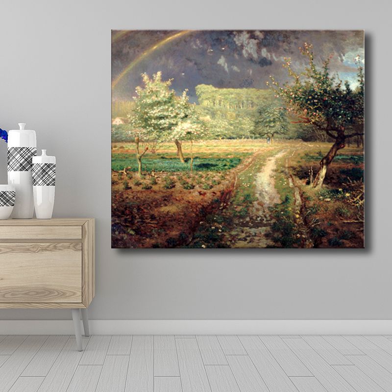Photograph Idyllic Scenery Wall Art Decor Brown Canvas Painting Textured for Living Room
