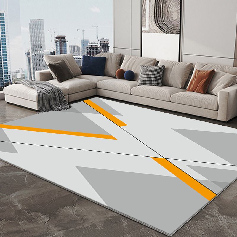 Abstract Print Living Room Non-Slip Backing Rectangle Modern Polyster Carpet