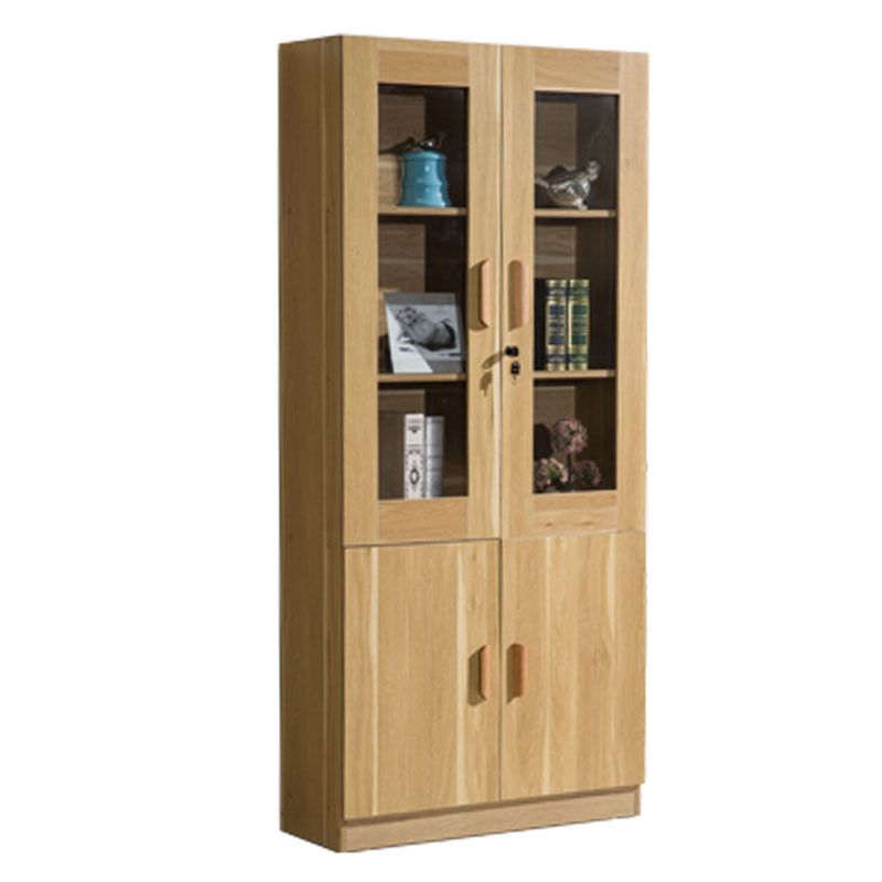 Contemporary Bookcase Closed Back Vertical Engineered Wood Shelf Bookcase with Doors