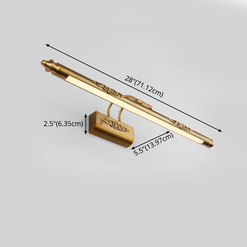 Gold Electroplate Metal LED Wall Light in Traditional Style Acrylic Linear Wall Lamp for Bathroom