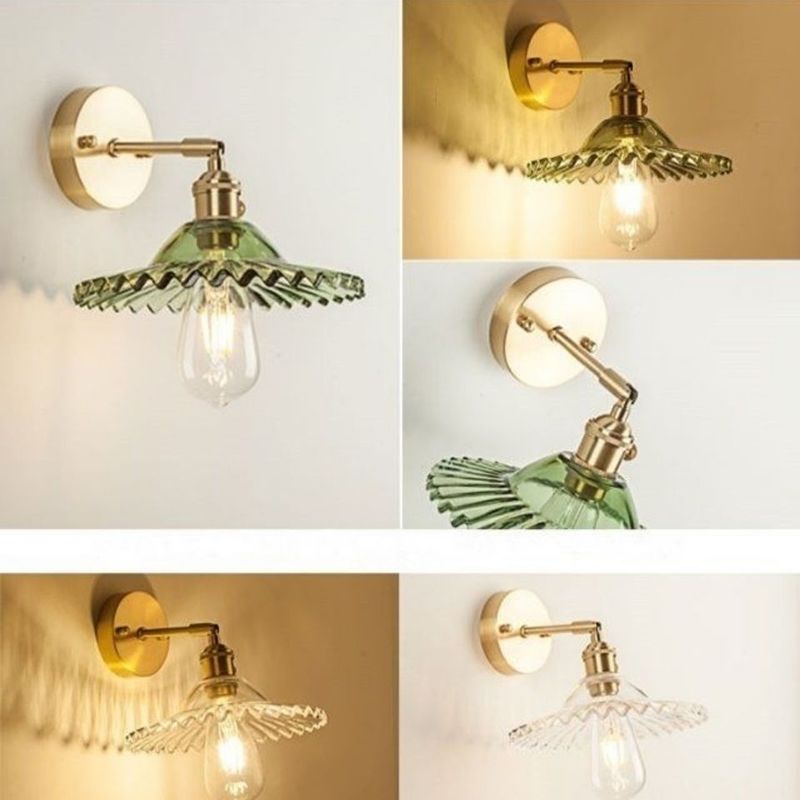 Metal Modern Wall Sconce Flower Shape Sconce Lights with Glass Shade for Bedroom