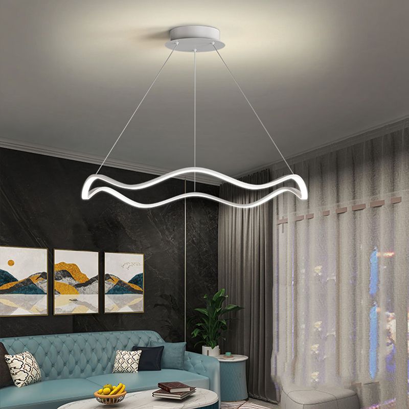 Metal Linear Chandelier Modern Style LED 2 Light Chandelier Lamp for Dining Room