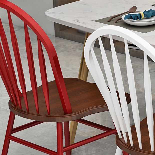 Sillas de comedor de metal estilo moderno Sillas sin brazos con respaldo Windsor para cocina (juego de 4)