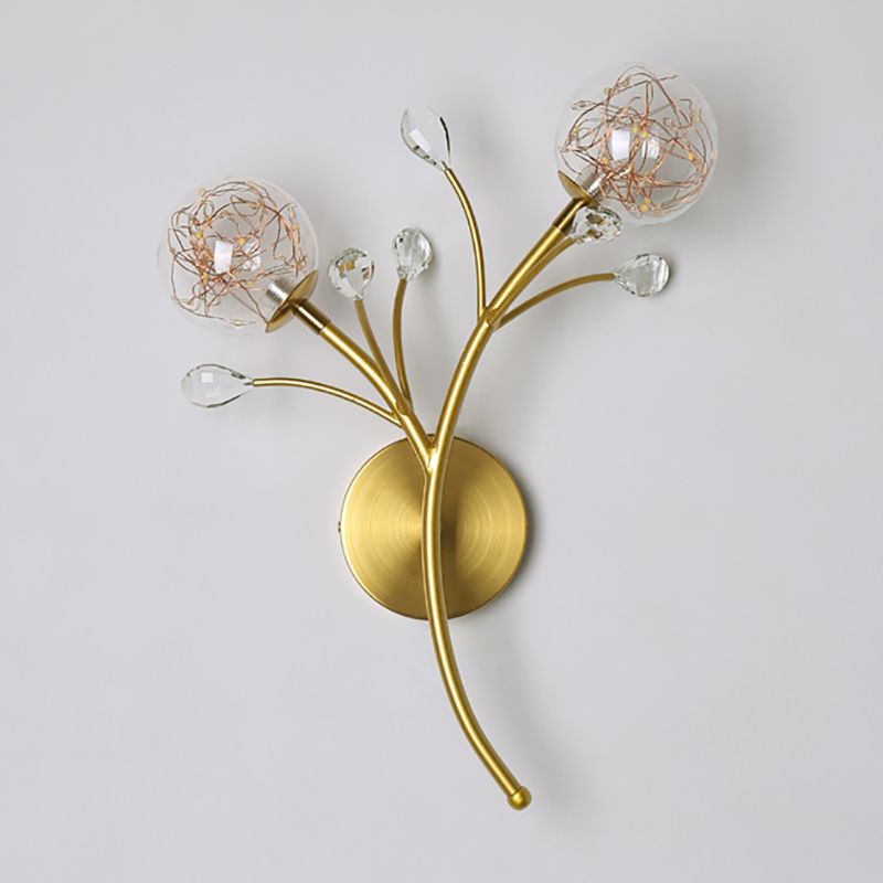 Glass Round Shape Wall Light Modern Style 2-Lights Wall Mounted Light Fixture