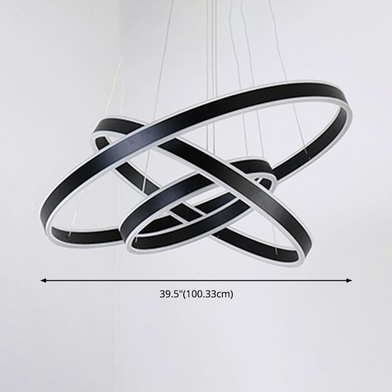 Salle à manger moderne Éclairage de plusieurs anneaux suspendus au plafond lustre en métal