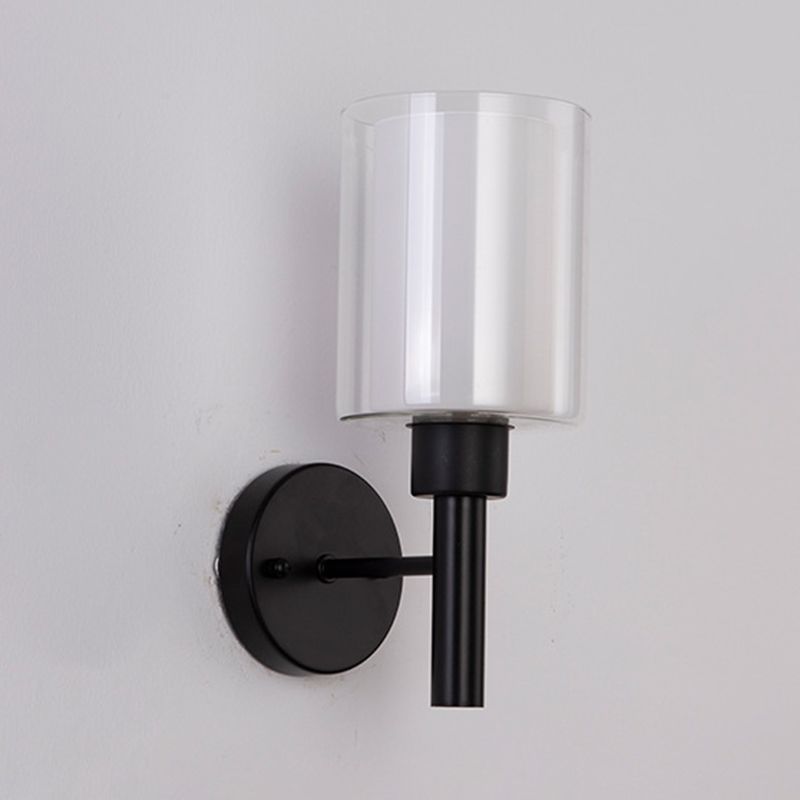 Contemporary Black/Golden Bathroom Vanity Light 1 Light Glass Bath Bar