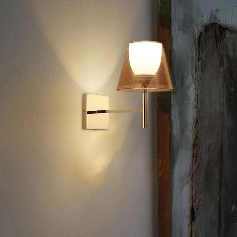 Acrylic Shade Wall Armed Sconce Minimalist 1 - Light Wall Light Fixture in Chrome Finish