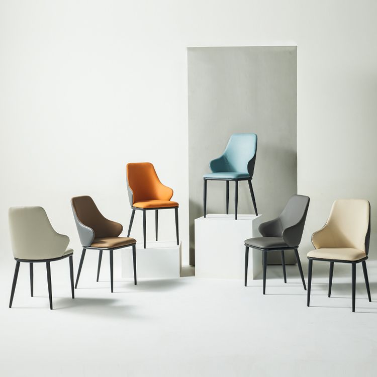 Fauteuil en cuir de restaurant contemporain, finition mate, chaise de salle à manger Parsons