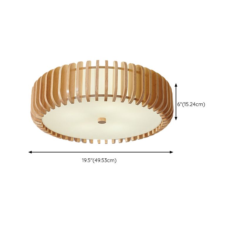 Wood Round Flush Mount Lights Contemporary Style Multi Lights Flush Mount Fixture