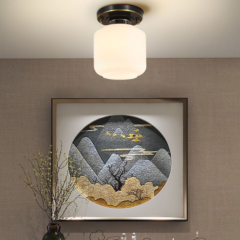 Lámpara de techo con pantalla de cristal tradicional, accesorio de iluminación de montaje empotrado para el hogar