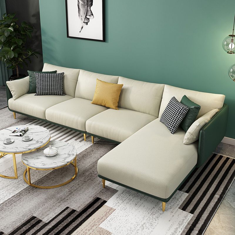 Glam Style 34.25 " H Faux Leather Square Arm Sofa & Chaise for Living Room