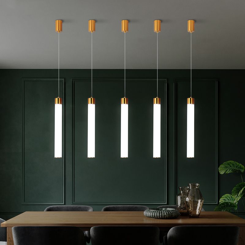 Zeitgenössischer Stil Zylinderform Pendelleuchte Leuchte Metall 1 Lichthängerlampe in Gold