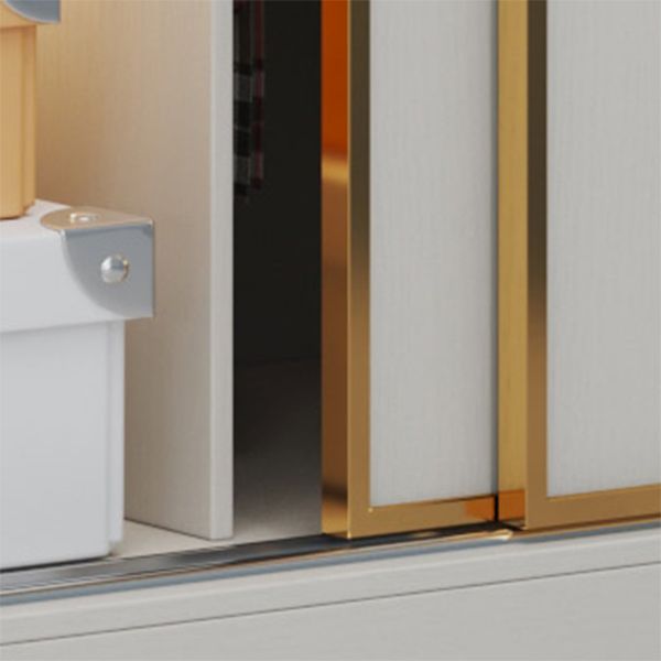 Manufactured Wood White Storage Cabinet with Sliding Door Modern Cabinet with Drawers