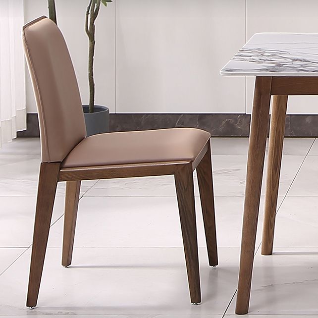 Modern Sintered Stone Dining Table Rectangular Dining Table with Four-leg Solid Wood Base