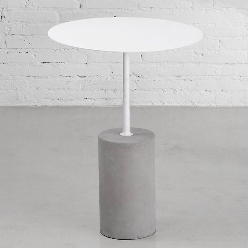Mid-Century Modern Round End Table Metal End Table with Concrete Base