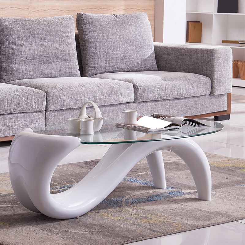 Abstract 1 Single Cocktail Table Modern Clear Glass Top Coffee Table