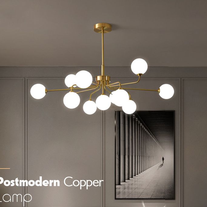 Modern Simplicity Sputnik Pendant Chandelier Opal Glass Hanging Light Fixture for Living Room
