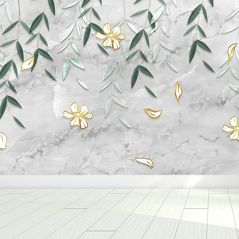 Modern Leaves Print Mural Soft Color Living Room Wall Art, Custom Size Available