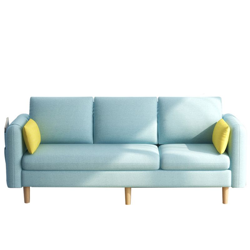 Modern Wood Legs Standard Sofa Fabric Loose Back Square Arm Sofa
