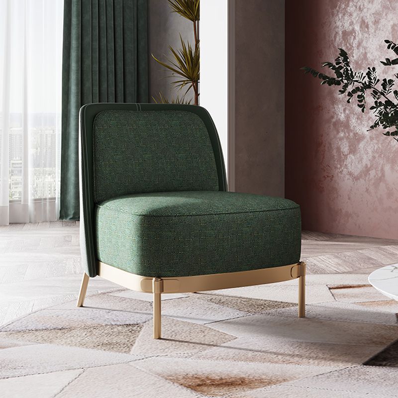 Armless Chair 31.49" Wide Faux Leather and Linen Chair for Living Room