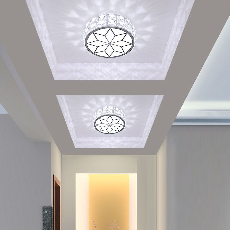 Circle Flush Mount Ceiling Lighting Fixture Modern LED Crystal Flush Mount Light