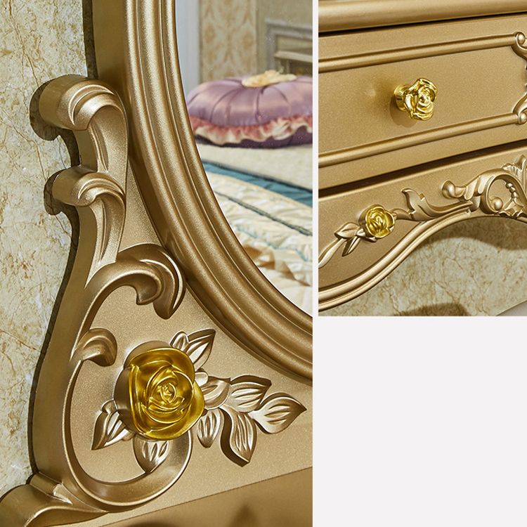 Victorian Wooden Vanity Dressing Table Gold 2-Drawer Make-up Vanity