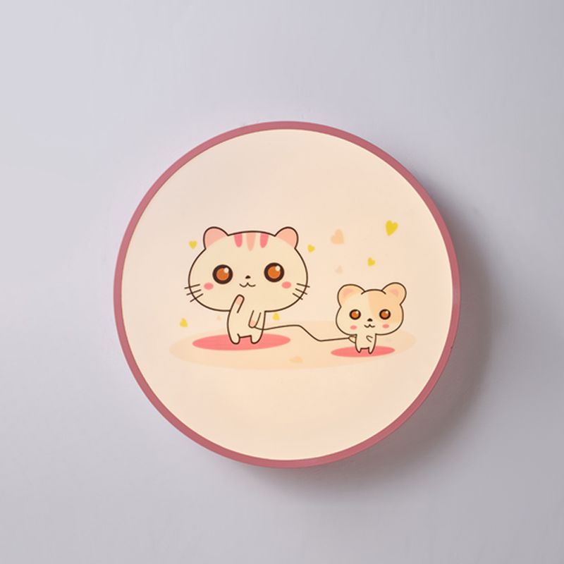 Plafonnier de forme ronde moderne macaron fer 1 lumière encastré pour étude