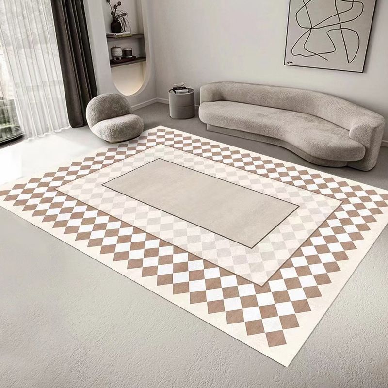 Gray Modern Rug Polyester Streak Rug Stain Resistant Rug for Living Room