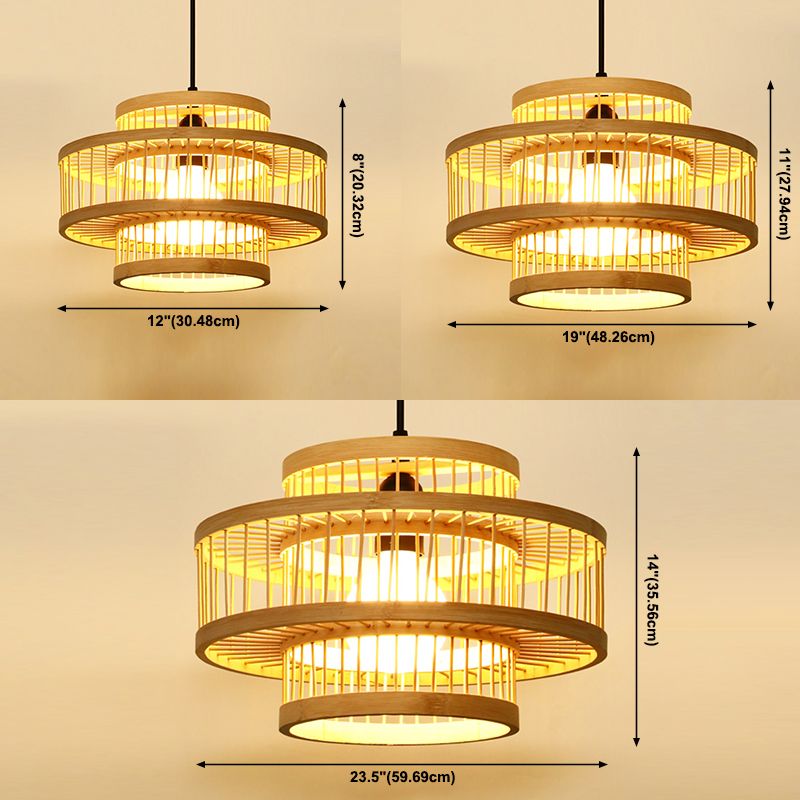 1 leichte Bambus -Anhänger Leichte Nordische Moderne im Wohnzimmer Hanglampenvorrichtung
