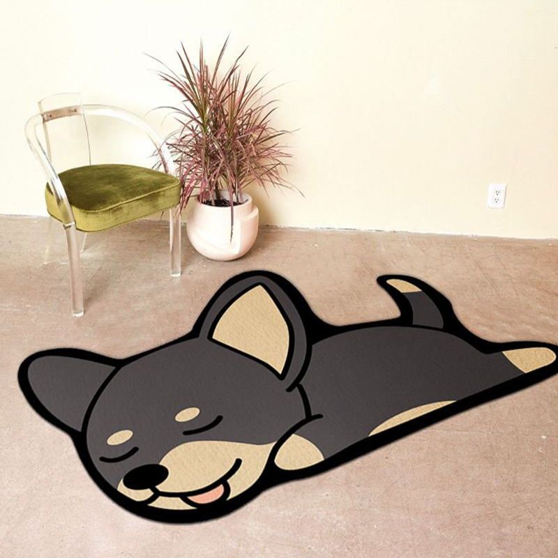 Black Animal Indoor Rug Polyester Casual Carpet Washable Area Rug for Living Room