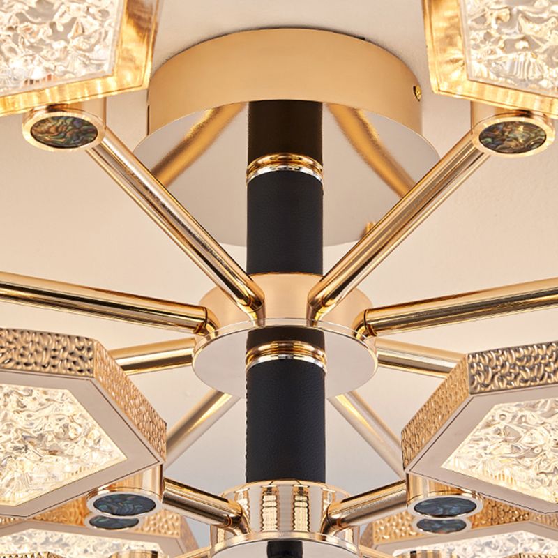 Hexagon Ceiling Light Fixtures Modern Multi-Head Semi Flush Mount Lamp for Living Room