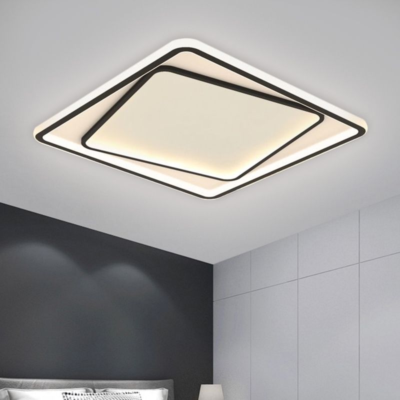 Plafonnier carré minimalisme en métal à LED pour chambre à coucher, éclairage encastré en noir, largeur de 16,5"/20,5" (la personnalisation sera de 7 jours)