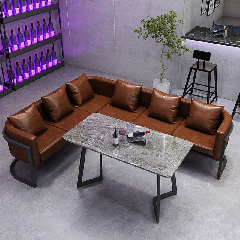 Industriële eettafel van gesinterde steen, keukentafel, grijze tafel met zwart frame voor eetkamer