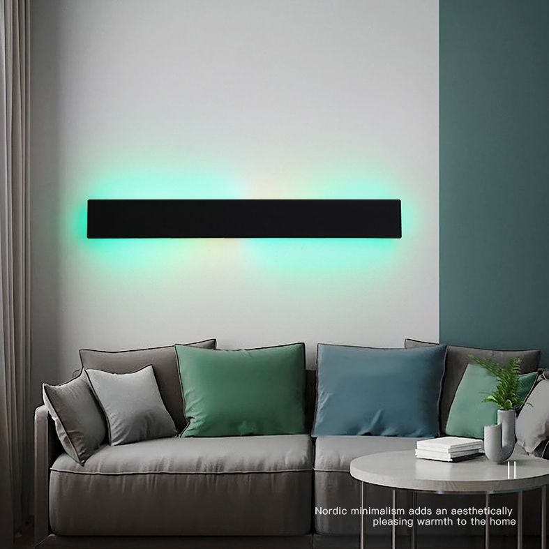 Black Rectangular Metal RGB Wall Lamp Modern Style Ambiance Decorative LED Wall Sconce for Bedroom Living Room