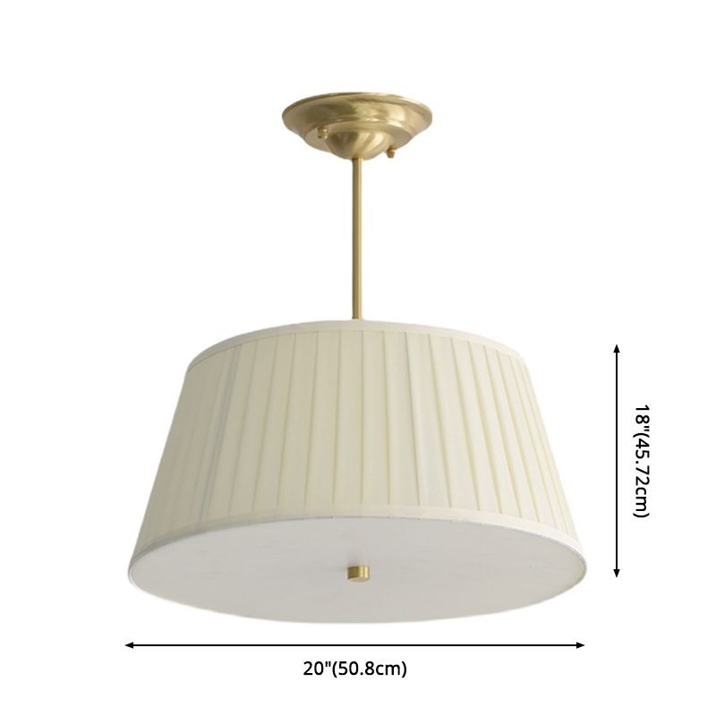 Geplooide Stof Tapered Drum Schaduw Plafond Lamp Minimalistische Eetkamer Semi-flush Licht