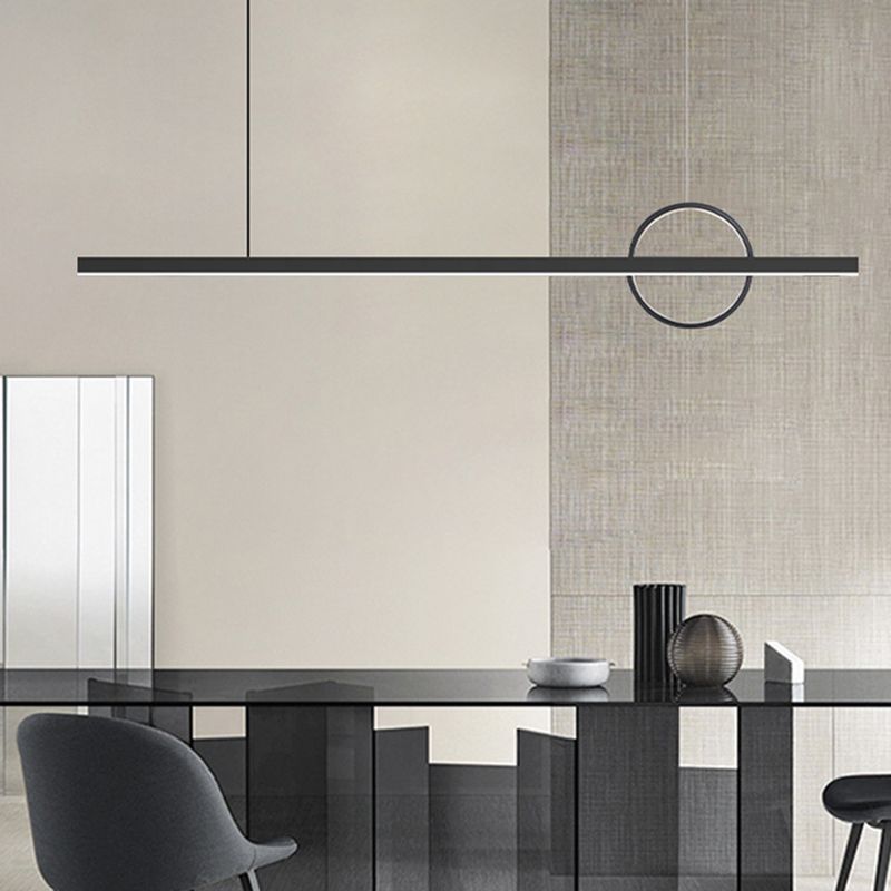 Simple Linear Hanging Island Light Metal LED Hanging Lighting Fixture for Sitting Room