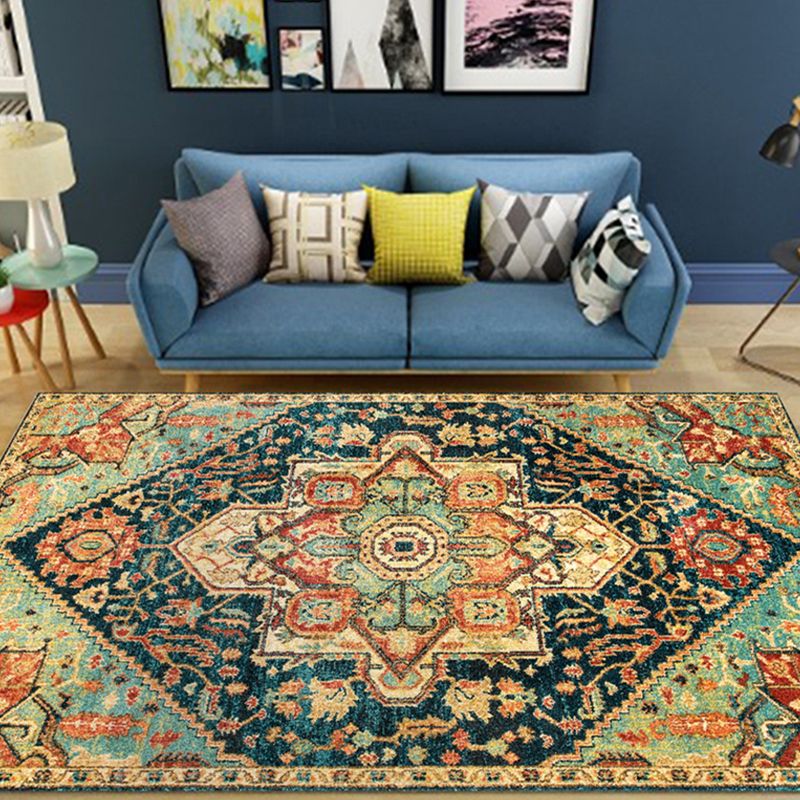 Retro Rug Traditional Area Rug Polyester Easy Care Carpet for Bedroom