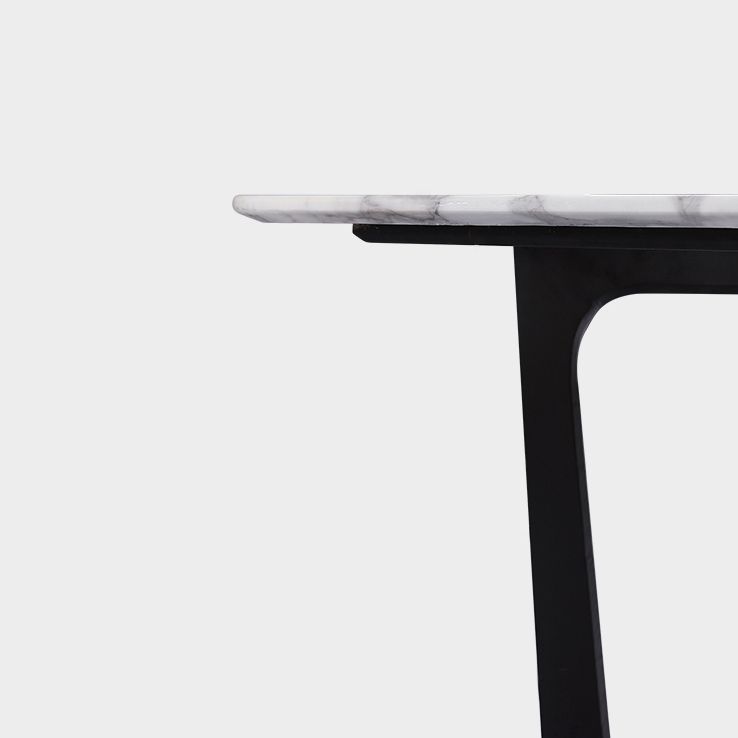 Rectangle Marble White Dining Table Industrial Trestle Base Table for Dining Room