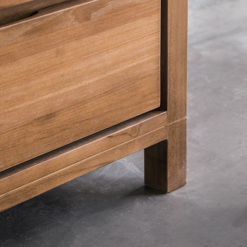Contemporary Brown Solid Wood Kitchen Island Table with 3 Drawers