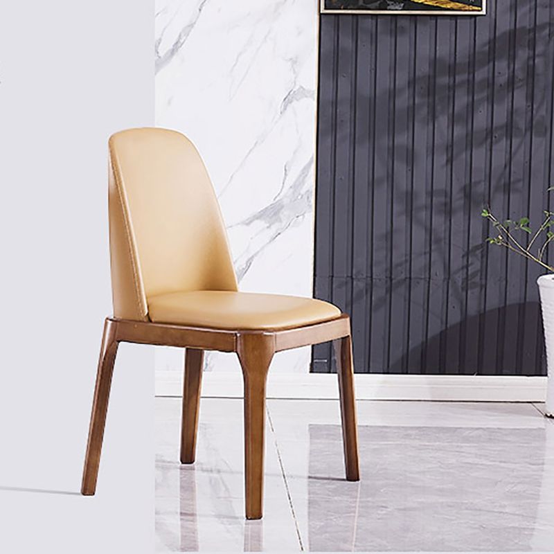 Silla de comedor de cuero industrial para restaurante, silla de comedor Parsons con patas de nogal